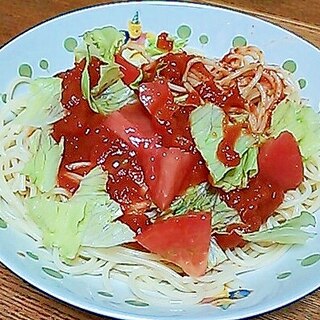 トマト冷製パスタ(*^^*)